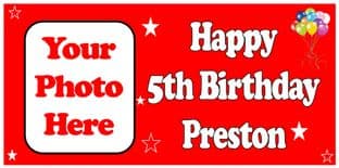 Large Red Photo Birthday Banner