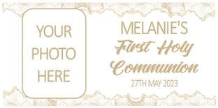 Large White & Gold Photo First Communion Banner