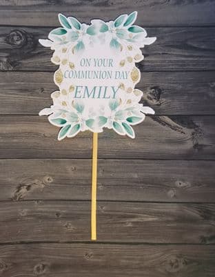Leafy Communion Cake Topper