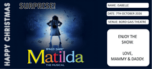Matilda the Musical Gift Ticket Design 1