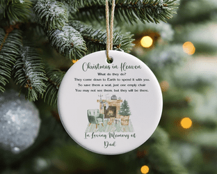 Memorial Christmas in Heaven Green Chair Acrylic Christmas Ornament