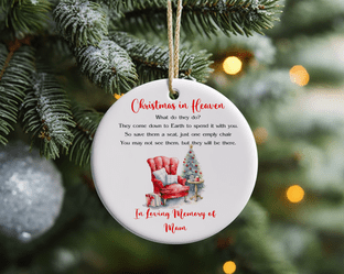Memorial Christmas in Heaven Red Chair Acrylic Christmas Ornament