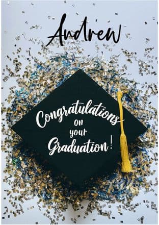 Mortar Board Hat & Confetti Graduation Card