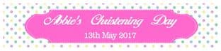 Multicolour Pink Christening Banner