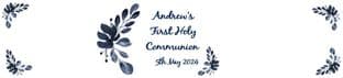 Navy Leaves Communion Bottle Label Wrapper