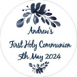 Navy Leaves Communion Sticker