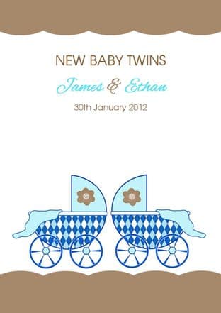 New Baby Twins Boys Card Design 1