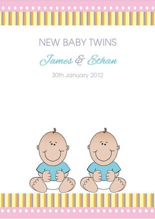 New Baby Twins Boys Card Design 2