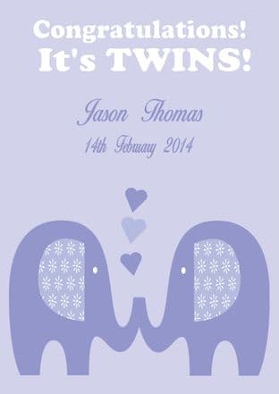 New Baby Twins Boys Card Design 3
