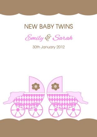 New Baby Twins Girls Card Design 1