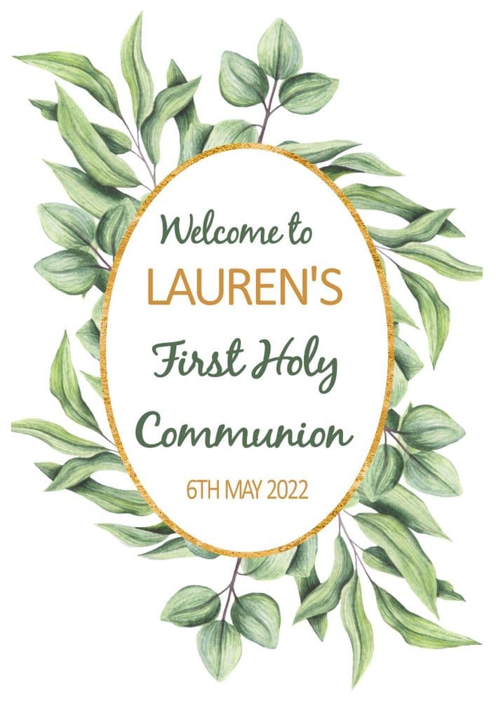 Oval Leaves & Gold Any Occasion Welcome Sign
