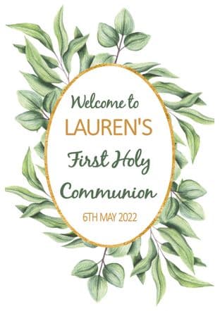 Oval Leaves & Gold Any Occasion Welcome Sign