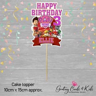 Paw Patrol Pink Cake Topper