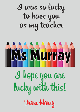 Pencils Teacher/SNA Folded Card (for holding large scratch cards)