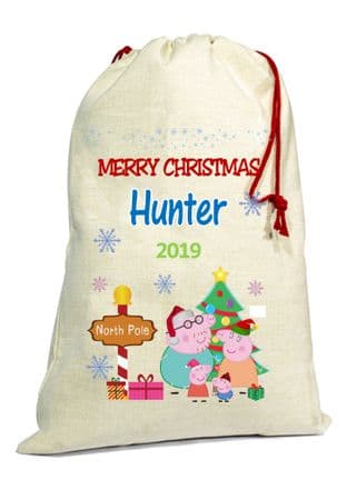 Peppa Pig Christmas Santa Gift Sack (blue name)