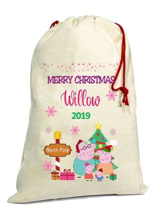 Peppa Pig Christmas Santa Gift Sack (pink name)