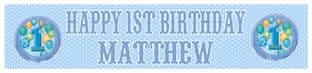 Personalised 1st Birthday Blue Banner