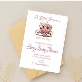 Personalised A Little Princess Baby Shower Invitations