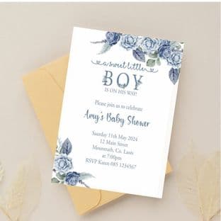 Personalised A Sweet Little Boy Baby Shower Invitations