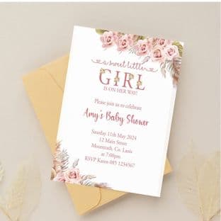 Personalised A Sweet Little Girl Baby Shower Invitations