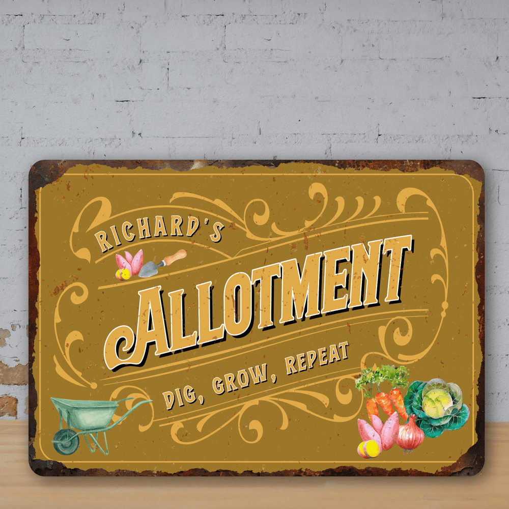 Personalised Allotment Faux Rusted Vintage Style Metal Sign 2