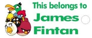 Personalised Angry Birds Keyring School Bag Name Tag