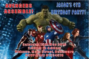 Personalised Avengers Invitations