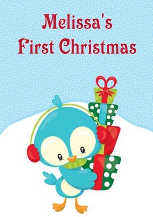 Personalised Baby Bird First Christmas Card