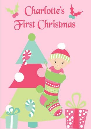 Personalised Baby Girl First Christmas Card