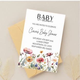 Personalised Baby in Bloom Baby Shower Invitations