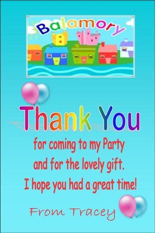 Personalised Balamory Thank You Cards