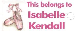 Personalised Ballet Shoes Keyring School Bag Name Tag