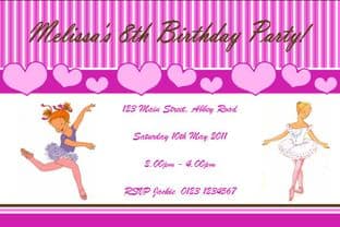 Personalised Ballet Theme Invitations Design 2
