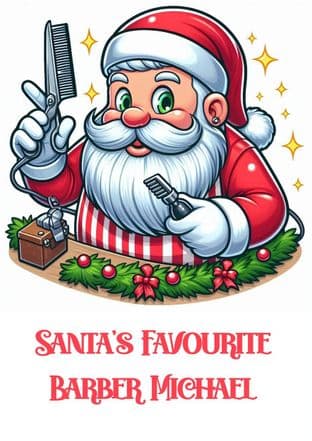 Personalised Barber Santa Christmas Card