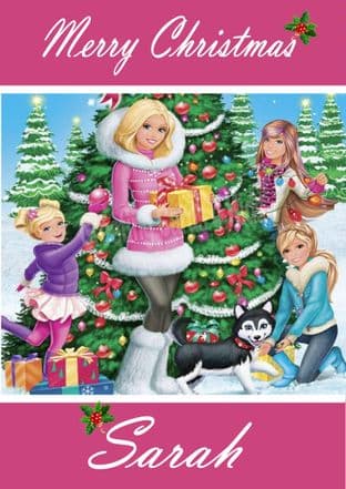 Personalised Barbie Christmas Card
