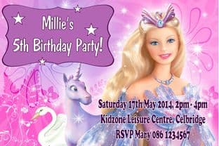 Personalised Barbie Invitations Design 1