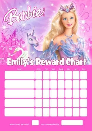 Personalised Barbie Reward Chart (adding photo option available)