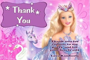 Personalised Barbie Thank You Cards