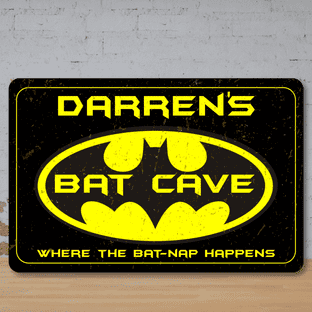 Personalised Bat Cave Aluminium Metal Tin Sign