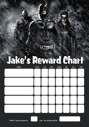 Personalised Batman Reward Chart (adding photo option available)