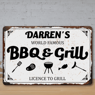 Personalised BBQ Faux Rusted Vintage Style Metal Sign