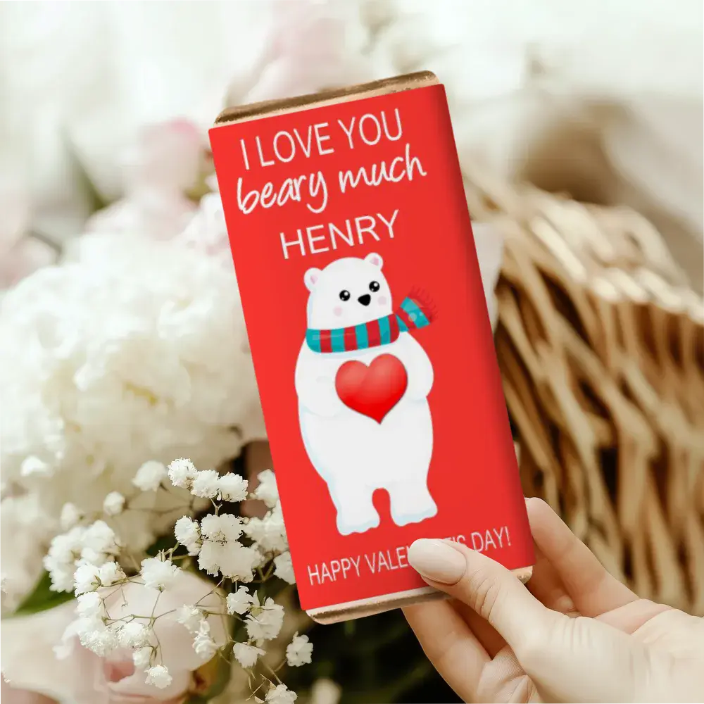 Valantine Gift Rapper Personalised Beary Much Valentine s Day Bar Wrapper
