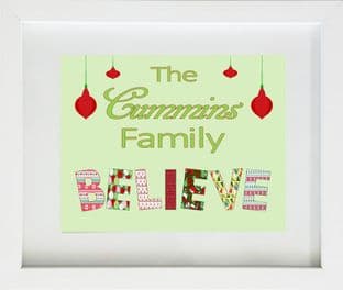 Personalised Believe Family Christmas Print