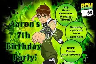 Personalised Ben 10 Invitations