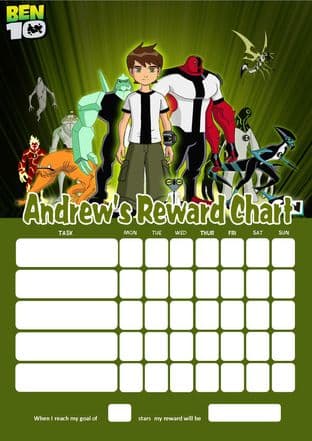 Personalised Ben 10 Reward Chart (adding photo option available)