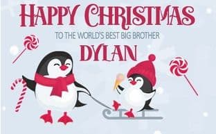 Personalised Big Brother Christmas Bar Wrapper - Penguins