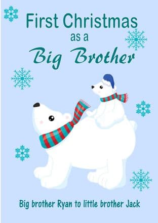 Personalised Big Brother to Little Brother Christmas Card Design 1