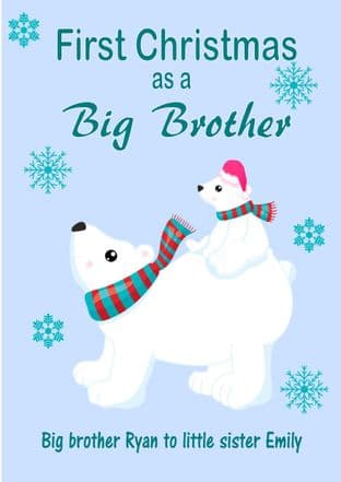 Personalised Big Brother to Little Sister Christmas Card Design 1