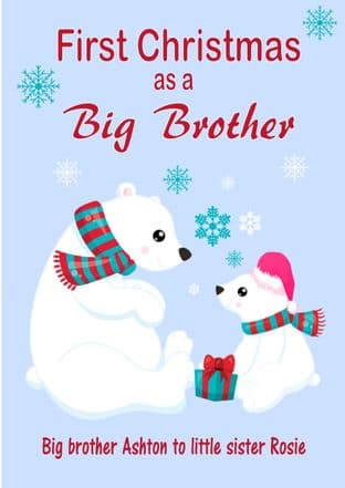Personalised Big Brother to Little Sister Christmas Card Design 2