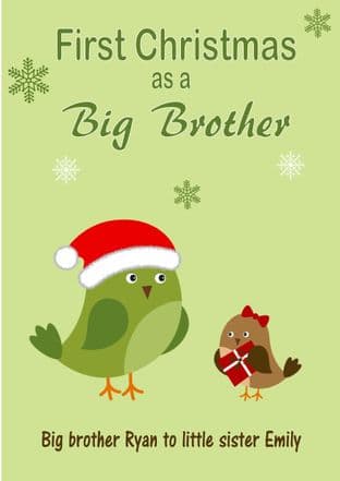 Personalised Big Brother to Little Sister Christmas Card Design 3